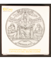Vaticano: 2021 10€ argento/oro '100° Università Cattolica Sacro Cuore' in cofanetto