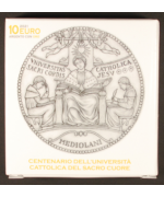 Vaticano: 2021 10€ in argento/oro '100° università cattolica sacro cuore' in cofanetto