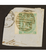 Gran Bretagna 1867/80: 1 scellino verde. Usato su frammento