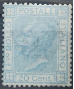 Vitt. Em. II 1867: 20 cent. celeste De la Rue, Londra, Integro Cert.