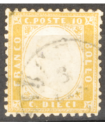 Vitt. Em. II 1862: Effigie Re. 10 cent. bistro Usato