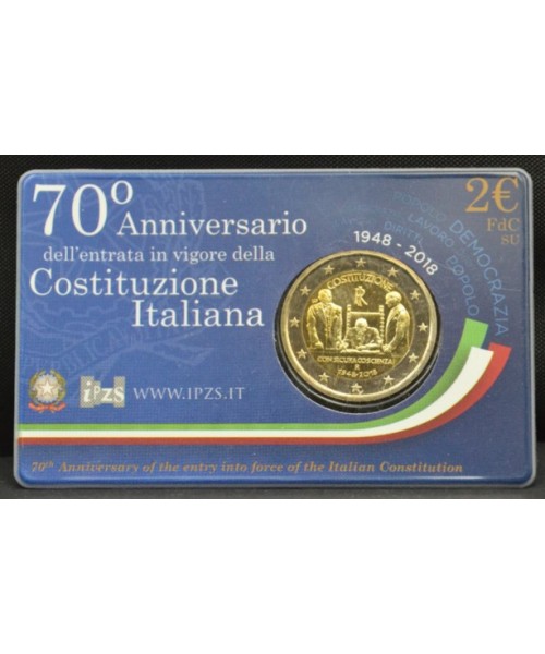 Italia: 2€ Comm. 2018, Costituzione Italiana, Coin Card
