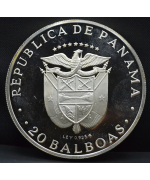 Panama 1974: 20 Balboas 'Simon Bolivar', Proof