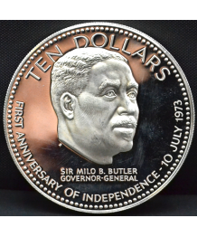 Bahamas 1974: 10$ 1° anniversario indipendenza