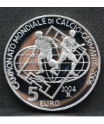 San Marino 2004: 5€ Mondiali di Calcio 2006 Proof, moneta sciolta