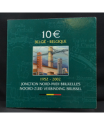 Belgio 2002: 10€ '50° Linea Nord Sud' Proof, in confezione
