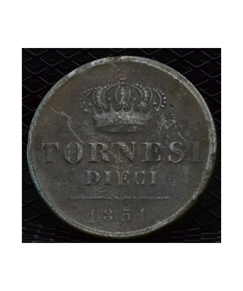 Regno 2 Sicilie-Ferdinando II (1830/59): 10 Tornesi 1851, 4° tipo MB