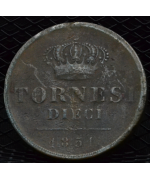 Regno 2 Sicilie-Ferdinando II (1830/59): 10 Tornesi 1851, 4° tipo MB