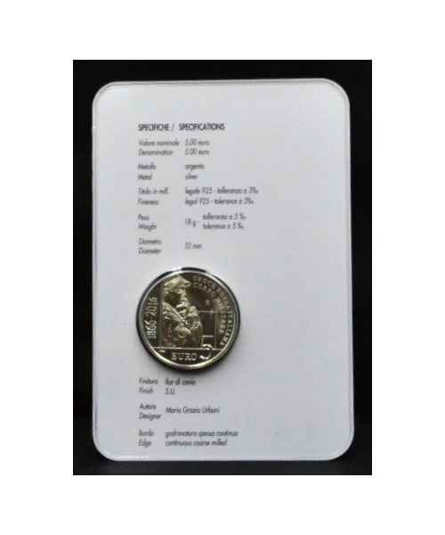 Italia: 2016 5€ 150° Corpo Militare Croce Rossa FDC