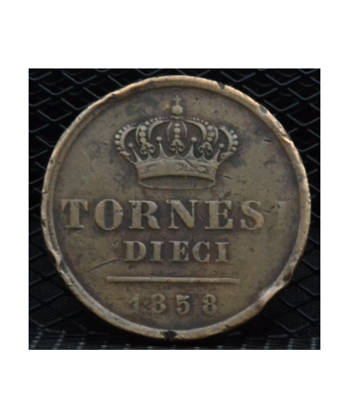 Regno 2 Sicilie-Ferdinando II (1830/59): 10 Tornesi 1858, MB/BB