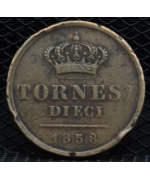 Regno 2 Sicilie-Ferdinando II (1830/59): 10 Tornesi 1858, MB/BB