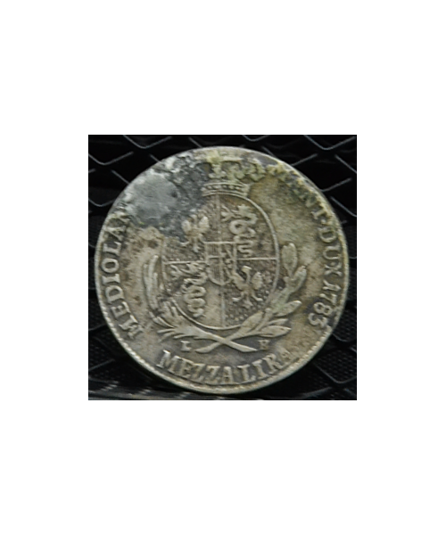 Lombardia-Giuseppe II (1780/1790): 1/2£ 1783 B forata