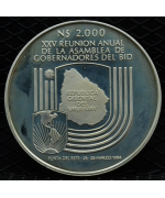 Uruguay 1984: 2000 Nuevos Pesos "25° meeting banca" PROOF