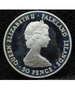 Isole Falkland 1982: 50 Pence "Liberazione dall'Argentina" PROOF