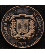 Repubblica Dominicana: 30 pesos 1977 "30° banca centrale" FDC