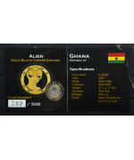 Ghana: 1 Oncia 2022 "ALIEN-Gold Black Empire" FDC