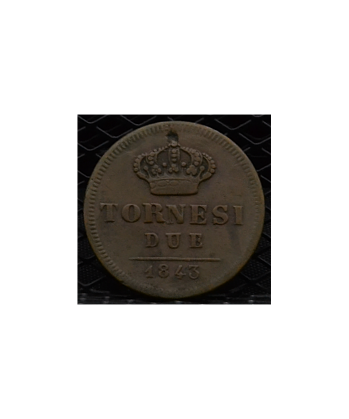 Regno 2 Sicilie-Ferdinando II (1830/59): 2 Tornesi 1843 BB