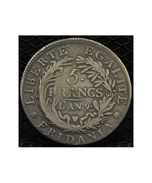 Repubblica Subalpina (1800/1802): 5 Franchi 1801 Anno IX MB/BB