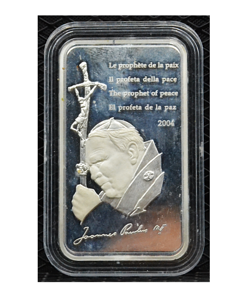 Congo: 10 Franchi / Lingotto d'argento Giovanni Paolo II FDC